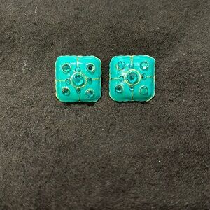 Teal earrings with gems